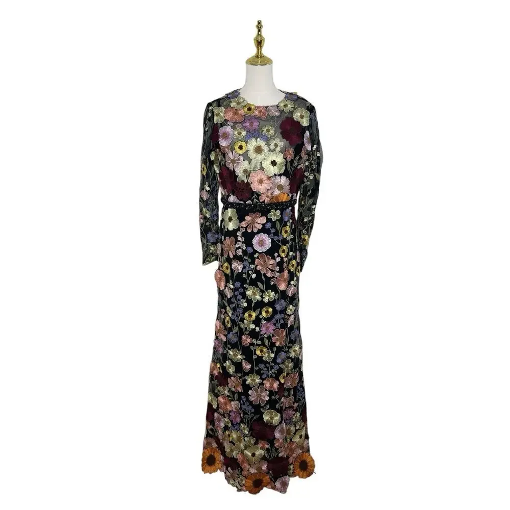 Mac Duggal 68201 Embroidered Appliqué High Neck Trumpet Gown Size 10 $798